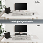 Fenge Acrylic Monitor Stand Riser, 23.6 Inches Monitor Stand with Metal Storage, 2 Tier Acrylic Computer Riser for Desk, Clear Laptop Stand for PC, Laptop, Printer, TV