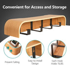 Coat Rack Wall Mount with Hidden Hooks Modern Key Holder Wood Entryway Hook with Shelf for Bedroom Kitchen Hallway Bathroom Designed for Hanging Coats Hats Bags Towels Dog Leashe(Oak,4 Hooks)