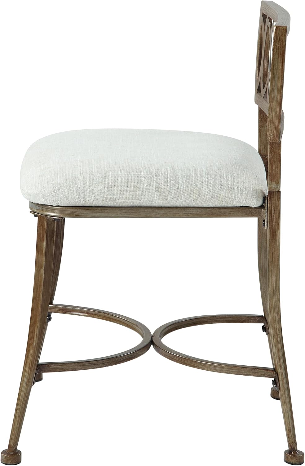 Golden Bronze Low Back Vanity Stool with Linen Seat