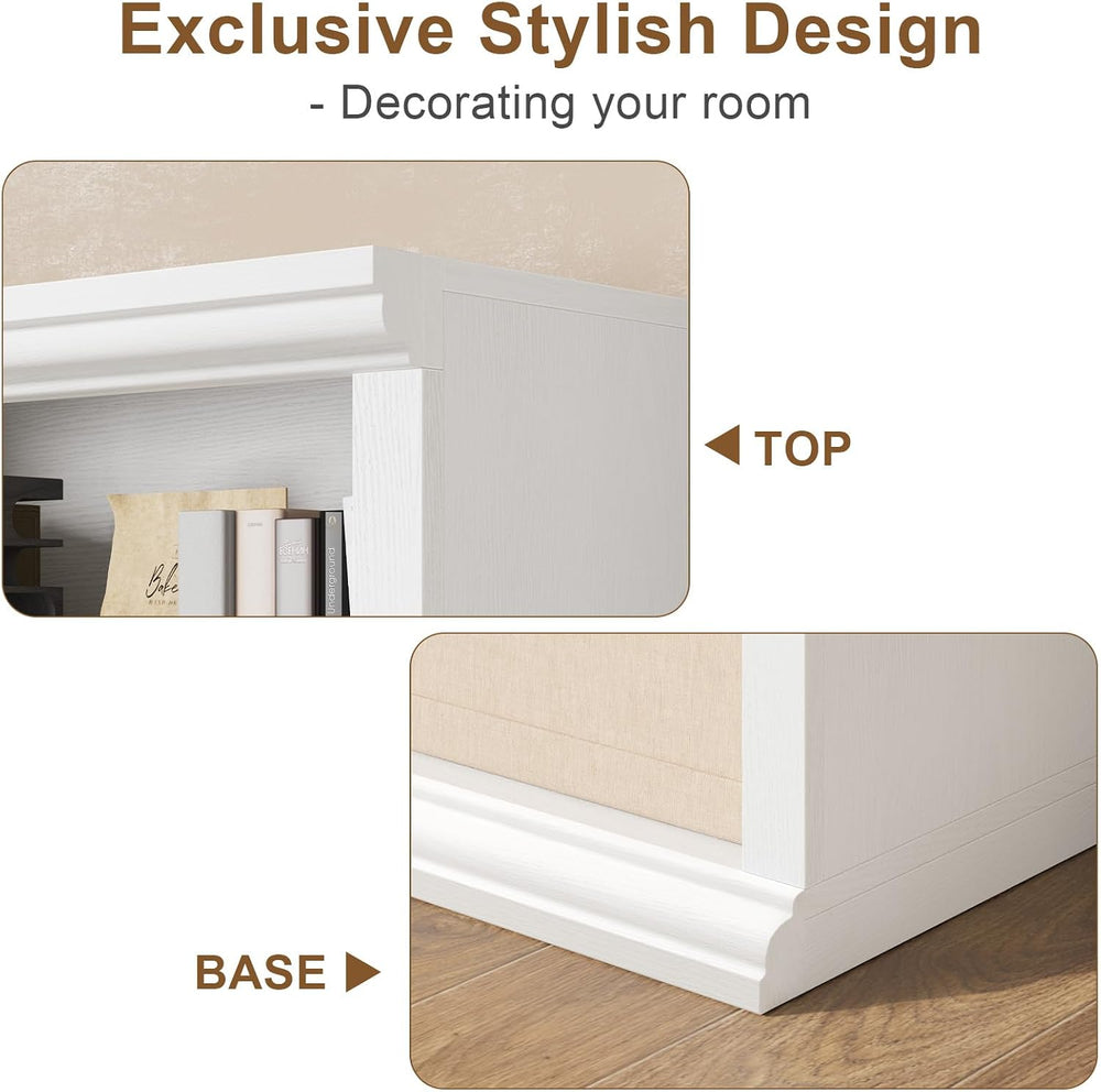 Rresyet Bookcase and Bookshelves, 28" W Tall Bookshelf, White