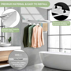 Wall Mounted Clothes Drying Rack, 5 Aluminum Rods, Collapsible, White, 32 inches (White, 32'')