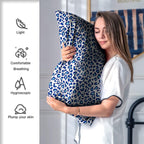 Mulberry Silk Pillowcase for Hair and Skin King Size Leopard Print Silk Pillow Cases with Zipper Soft Breathable Smooth Cooling Silk Pillow Covers for Sleeping (Blue Leopard,20"X 36",1Pcs)
