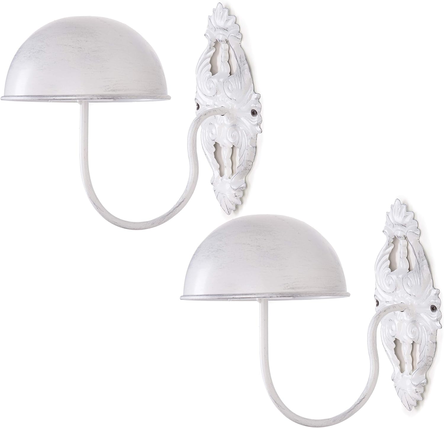 MyGift Hat Display Wall Mount,Set of 2 Wall-Mounted Black Metal Hat & Wig Display Racks (White)
