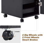 BarberPub Beauty Salon Trolley Storage Cart Hair Dryer Holder Stylist Equipment with Lockable Rolling Wheels, Drawer (Black)