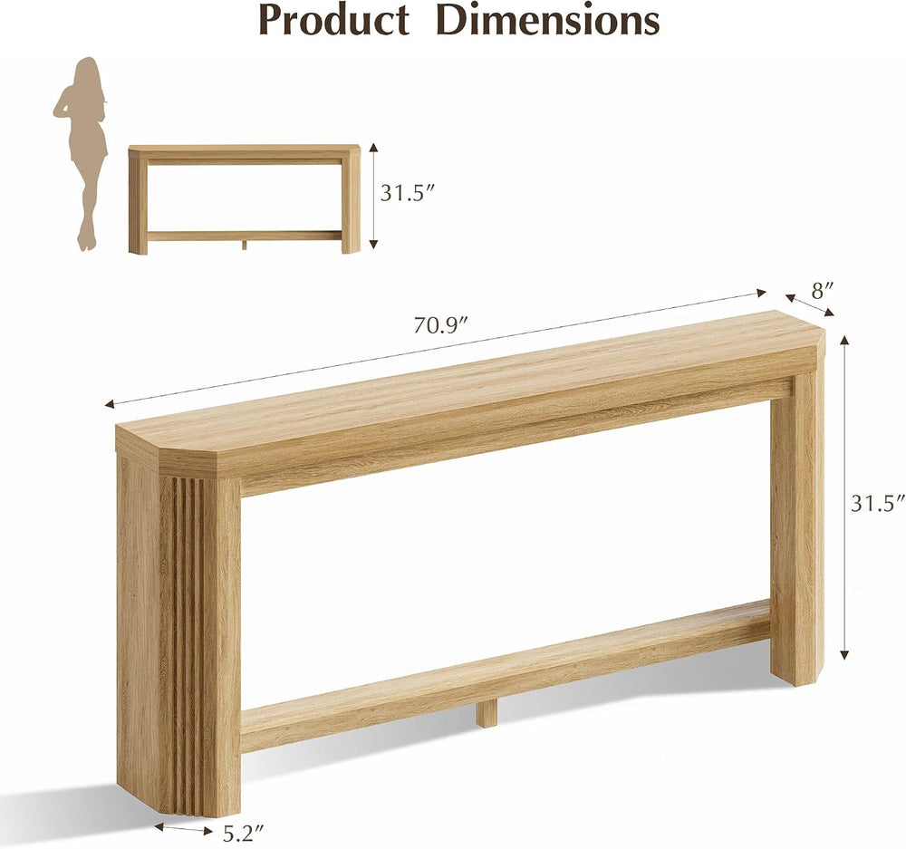 70" Console Table for Entryway, Narrow Long Sofa Table Behind Couch, Woo...