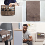 HAOMAIJIA Anti Slip Sofa Armrest Organizer Arm Chair Bedside Caddy Storage Organizer For Recliner Couch With 6 Pockets For Cell Phone Tv Remote Control Magazines (brown)
