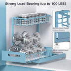 Under Sink Organizer Storage 2-Tier Premium Metal Pull-Out Racks, Height Adjustable, Easy Installation | Kitchen & Bathroom Organizers Pack of 1 Teal