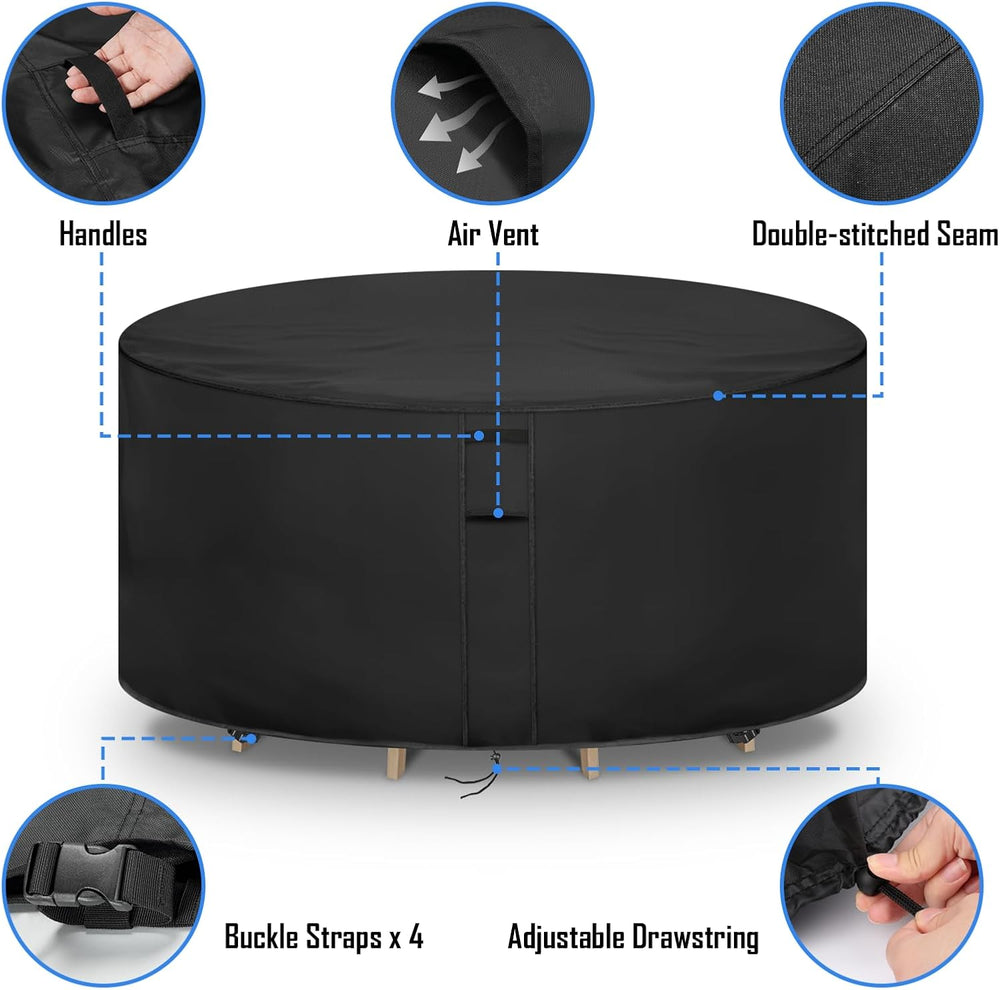 Round Patio Furniture Covers Waterproof, 96" Dia x 44" H