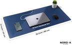 Nordik Leather Desk Mat Cable Organizer (Midnight Blue 35 x 17 inch) Premium Extended Mouse Mat for Home Office Accessories - Felt Vegan Large Leather Desk Pad Protector & Desk Blotter Pads Decor