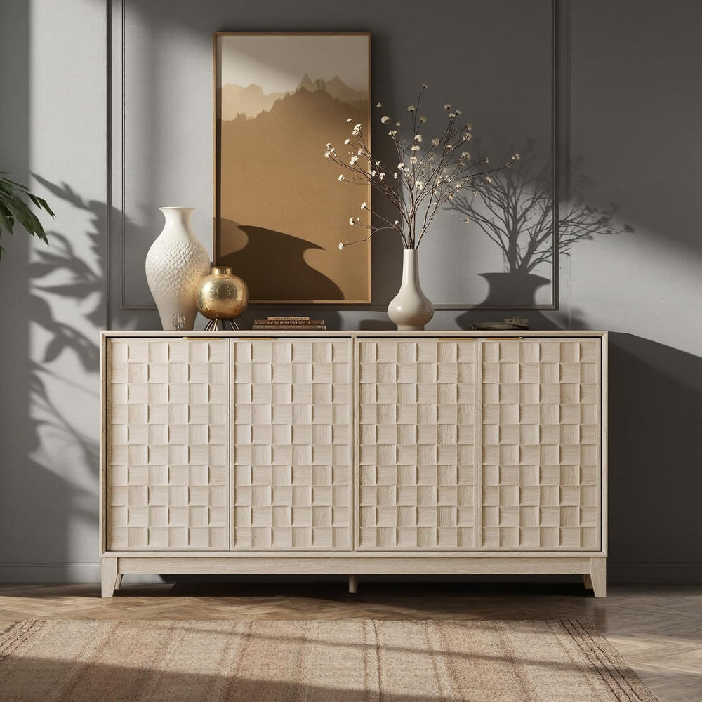 COLAMY 60" Sideboard Buffet Cabinet with Storage, Modern 4-Door Buffet T...