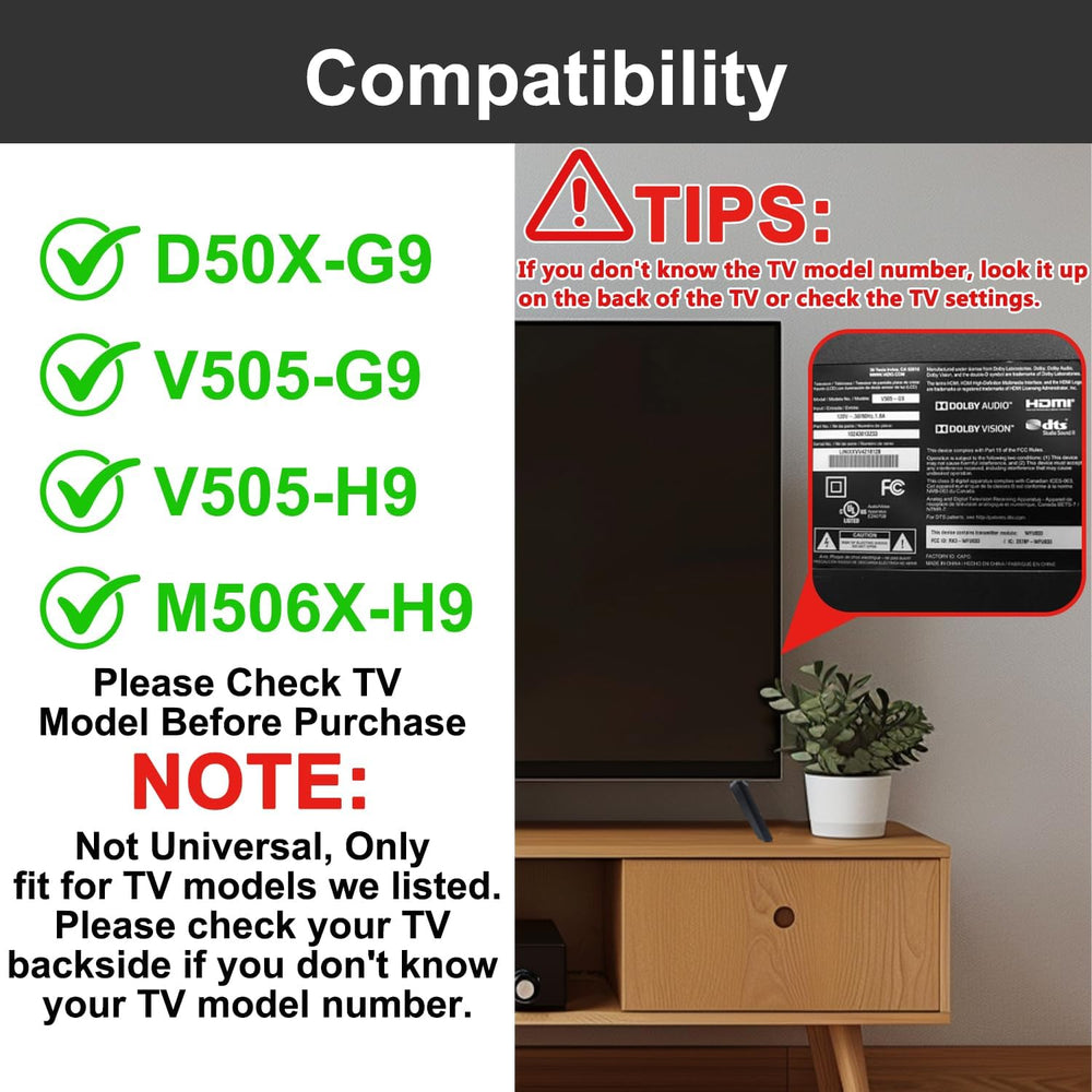 TV Stand Legs for Vizio D50X-G9/V505-G9/V505-H9/M506X-H9 (Black) | Easy VESA ...