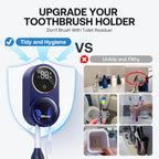 Bitvae Upgraded Tooth Brush Holder for Bathroom 2.0, Infrared Sensing Toothbrush Cleaner, Wall-Mounted for Most Size Toothbrushes, Air Drying, LED Smart Screen, Navy Blue