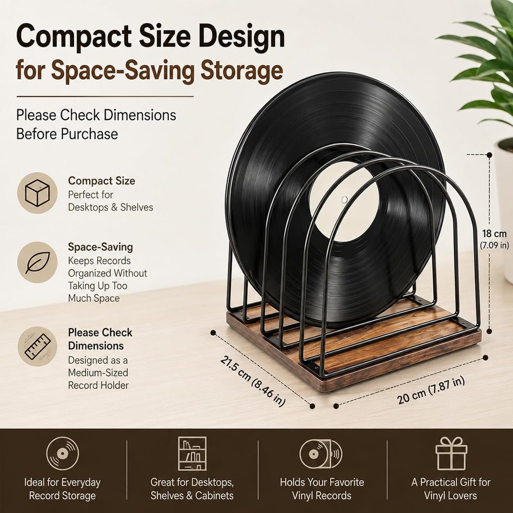 Vinyl Record Storage Holder, Wooden Record Stand Organizer for Vinyl Records & LPs, Magazine Holder, CD Storage, DVD Storage, CD Holder, Album Organizer Shelf for Home, Living Room, Music Room