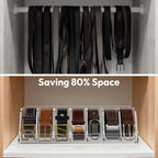 NIUBEE Belt Organizer - Acrylic Belt Storage Holder with 7 Compartments and Display Stand