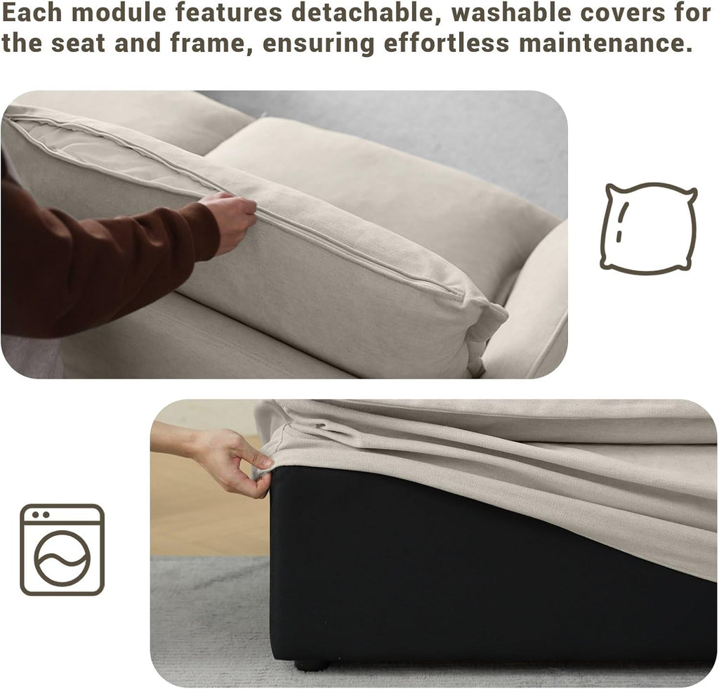 114” Cloud Couch Modular Sectional Sofa, L Shaped Couch, Light Gray | Oversized Down Filled Sectional Couch for Living Room, 26.8” Deep Seat Modular Couch, Removable Washable Covers,Easy Assembly