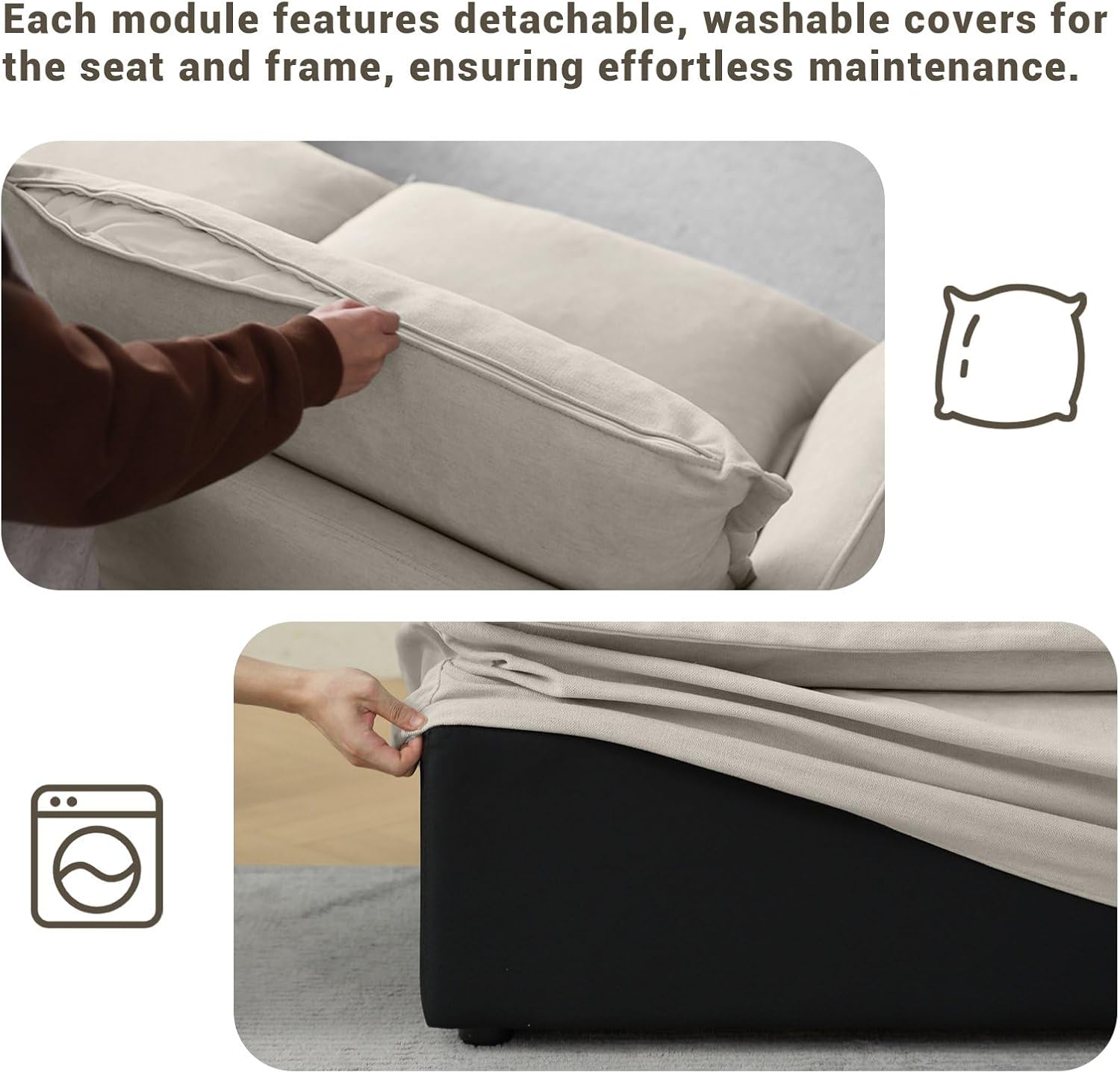 114” Cloud Couch Modular Sectional Sofa, L Shaped Couch, Light Gray | Oversized Down Filled Sectional Couch for Living Room, 26.8” Deep Seat Modular Couch, Removable Washable Covers,Easy Assembly