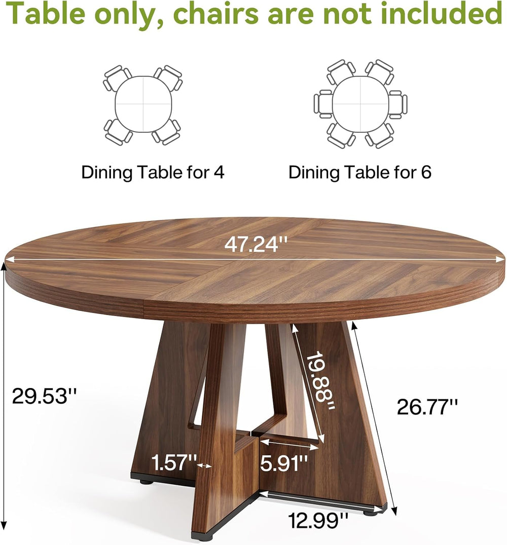 LITTLE TREE Round Dining Table for 4-6 People, 47 Inches Dining Room Table wi...