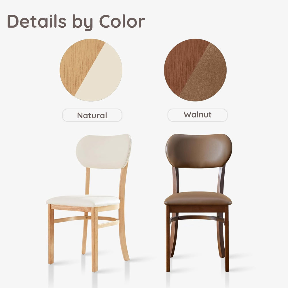 Livinia Tony Dining Chair Set of 2, Solid Malaysian Oak PU Leather Upholstere...