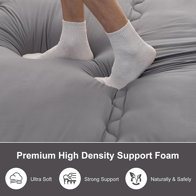 Japanese Floor Mattress, 4" Japanese Futon Mattress, Foldable & Portable Shiki Futon (shikibuton), Roll Up Thicken Sleeping Tatami Mat Sleeping Pad for Camping (Grey, 54 x 80)