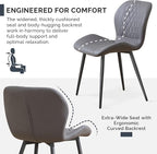Dining Chairs Set of 2, Comfy Modern Dining Chairs with Thick Cushions, Upholstered Fabric Kitchen Side Chairs with Adjustable Metal Legs for Dining Room (Dark Grey)