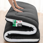 Japanese Floor Mattress, Full Size Futon Mattress, 4" Thicken Tatami Mat Sleeping Pad Foldable Roll Up Mattress for,Camping Couch (Black, 54" x 80")