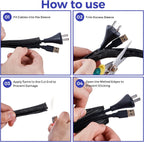 Cable Management Sleeves 1in - 2 Pack 4.1ft Split Braided Cable Sleeve White, Hard PE Cord Protectors from Pets, Wire Organizers for Cords, Flexible Cord Wrap Wire Sleeve for Computer Cord Organizer