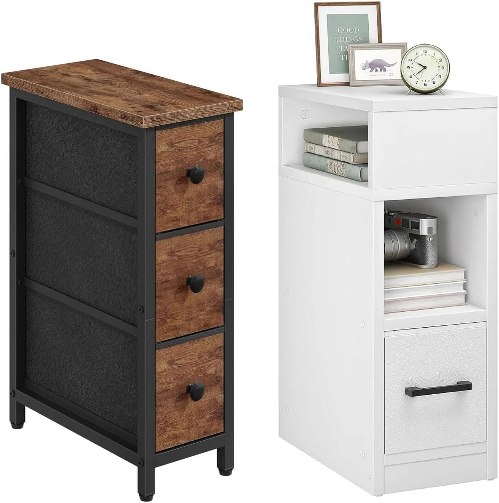 CHOEZON Small Nightstand and Narrow Side Table with Drawers Bundle, Skinny Be...