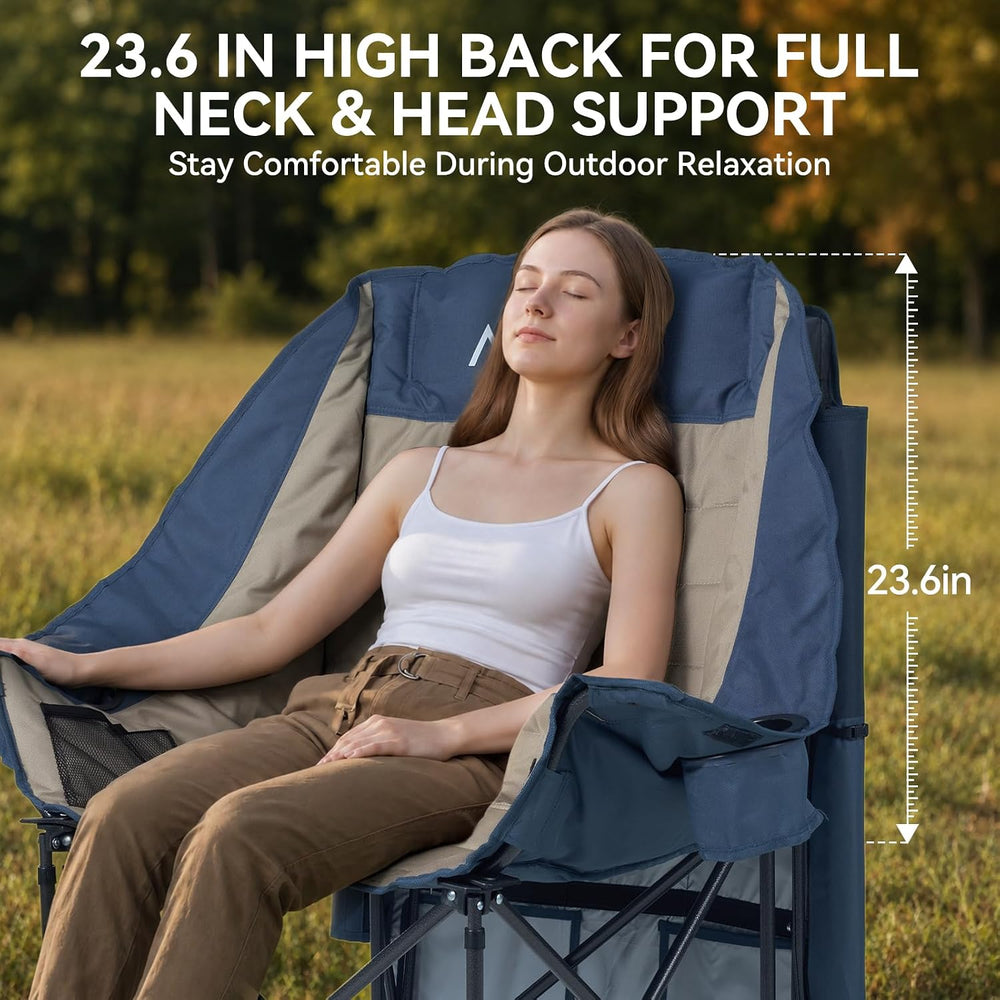 Huskfirm Camping Chair with Canopy Shade, Folding Oversized Beach Chair with ...