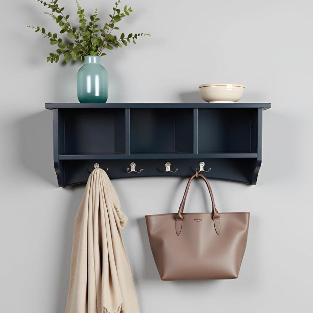 Alaterre Shaker Cottage Wall-Mounted Coat Rack with Cubbies, Charcoal Gray