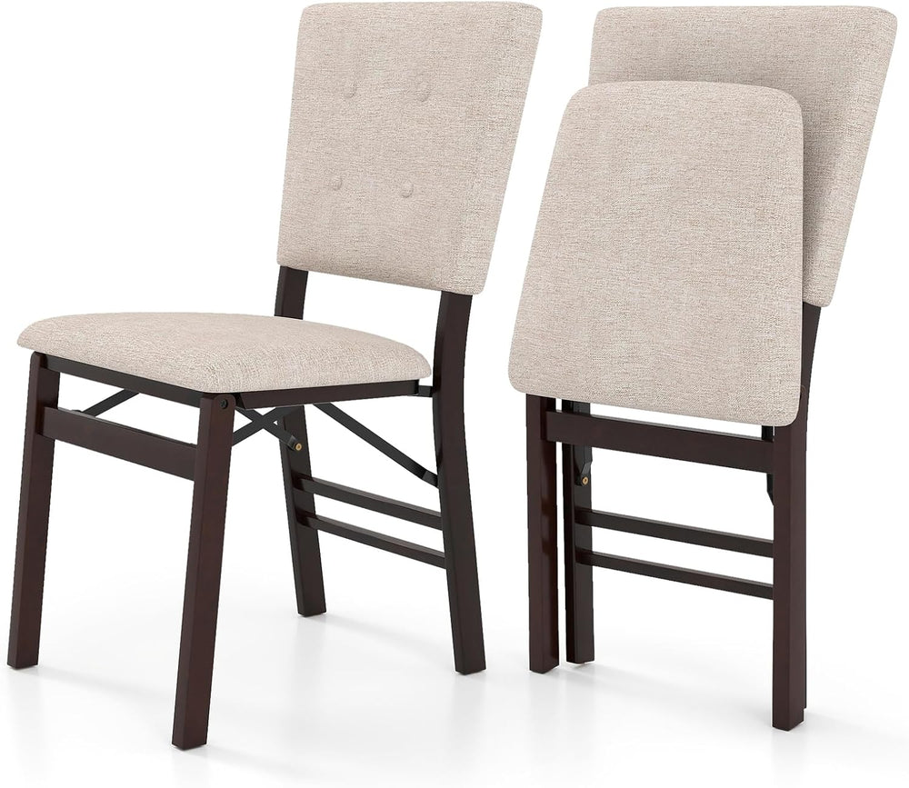 Giantex Folding Dining Chairs Set of 2, Armless Kitchen Chair w/Padded Seat &...