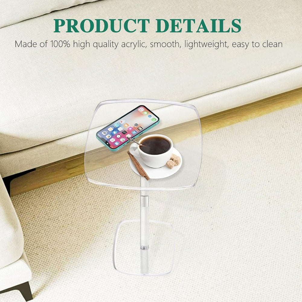 Square Drink Table, 10" Lx10 Wx21.6 H Acrylic Side Table for Small Space...