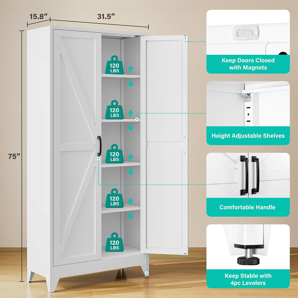 SISESOL 75" Tall Pantry Cabinet,Farmhouse Kitchen Pantry Storage Cabinet...