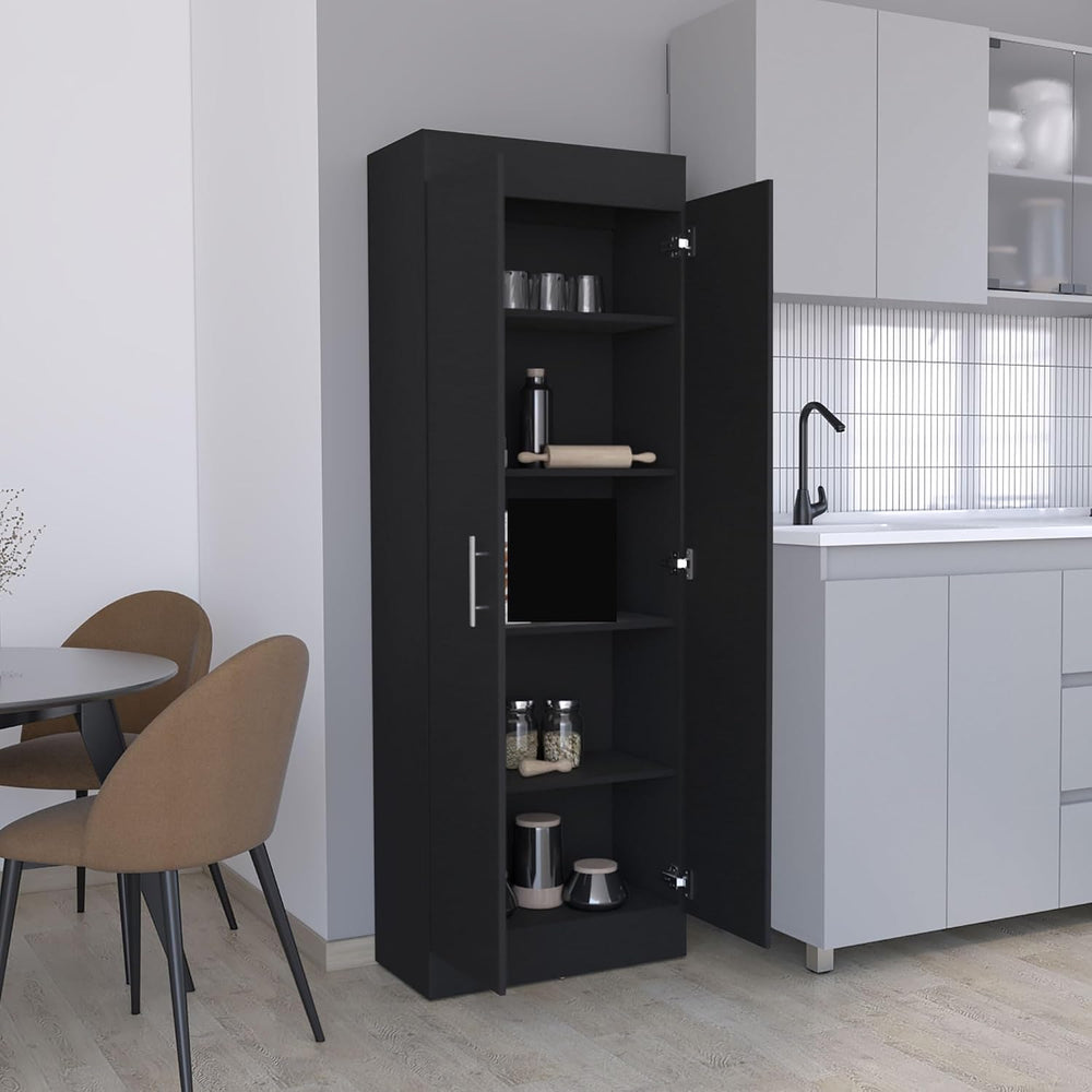 Pantry Cabinet, Space-Efficient 2-Door Design with Multiple Shelves,for Kitch...