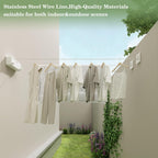 Danpoo Retractable Clothesline, 2x13.8ft Stainless Steel Clothes Line for Indoors/Outdoors, Wall-Mounted Laundry Drying with Auto-Lock, Heavy Duty(White)