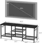 YGEOMER Black TV Stand Entertainment Center for 55 Inch TVs, with Charging Station and Lights Open Storage Shelves, TV Media Console, Open Storage Shelf with Sound Rack for Living Room, Bedroom