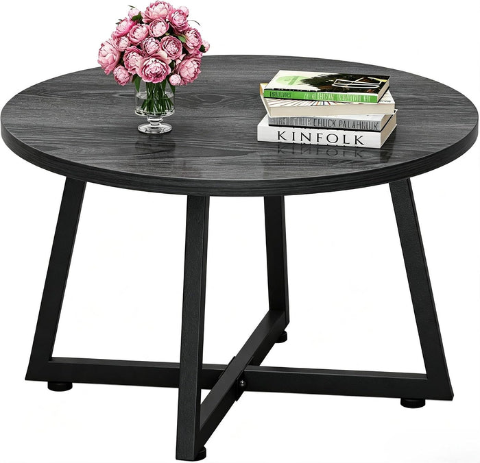Coffee Table, 23.6" Round Coffee Tables for Living Room, Gray Coffee Table