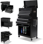 8-Drawer High Capacity Rolling Tool Box with Wheels,Rolling Tool Chest with Drawer,Tool Box on 4 Wheels with Lock, Tool Storage Cabinet Removable Portable Box for Garage Warehouse (Black)