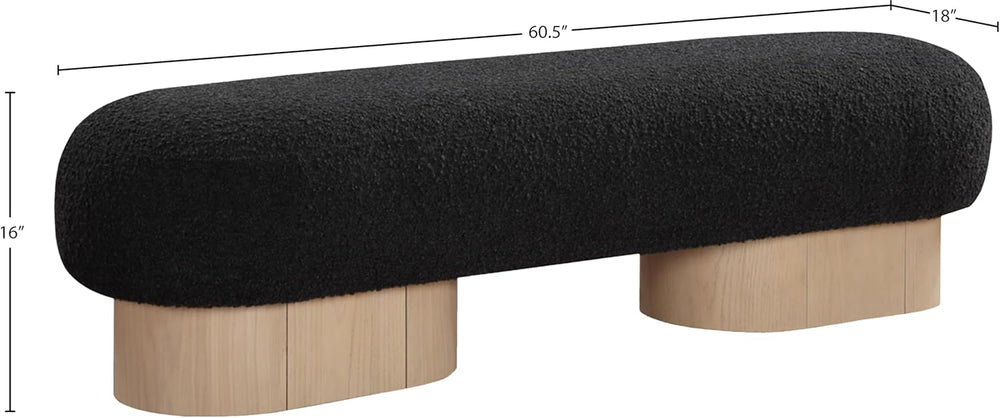 Meridian Furniture 22001Black Robertson Collection Art Deco Bench with Luxuri...