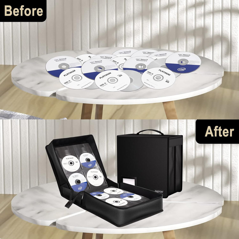 ENGPOW Fireproof CD Case, CD/DVD Storage Box,400 Capacity CD Binder DVD Stora...
