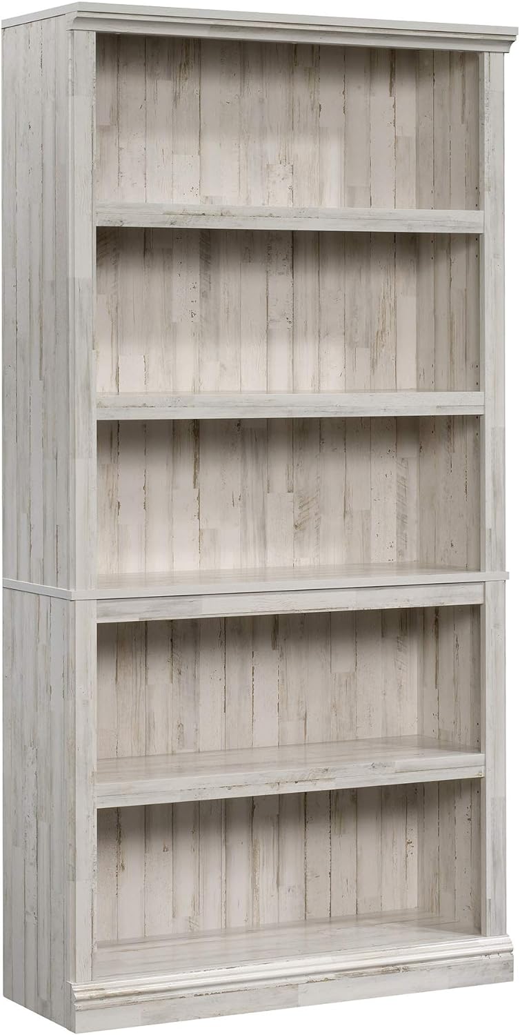 Sauder 5 Tier Book Shelf Wooden Bookcase Multipurpose Bookshelf for Home Offi...