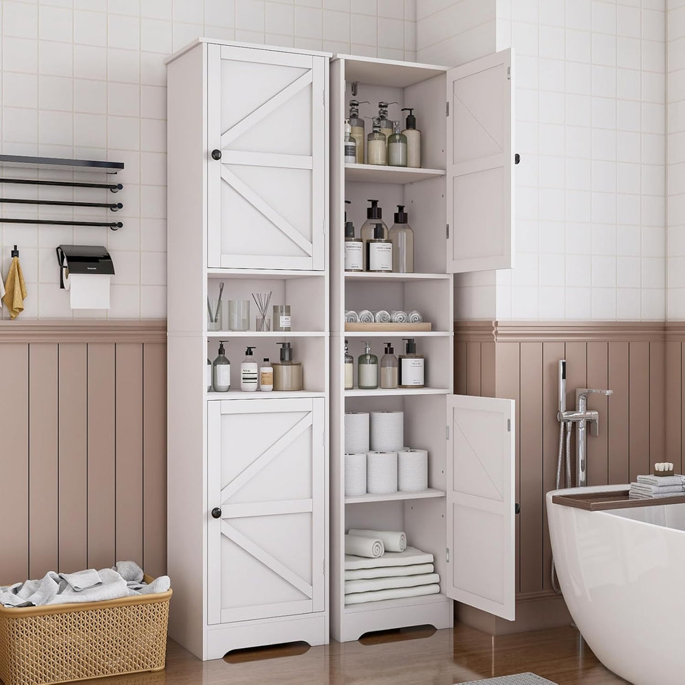 Viaozutis Tall Bathroom Storage Cabinet, Slim Freestanding Cabinet with Adjus...