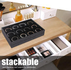 Julysky 2Pcs 12 Grids Stackable Jewelry Organizer Trays for Drawer,Bracelet Holder Box,Necklace Display Stand for Selling