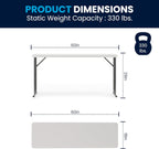 Flash Furniture Kathryn 5' Rectangular Plastic Folding Table, Long Plastic Foldable Table for Indoor/Outdoor Events, White