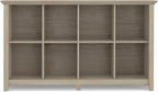 SIMPLIHOME Acadian Console Table - 57 Inch Wide Solid Wood 8-Cube Storage Sofa Table in Distressed Grey, Transitional Storage Unit for Living Room or Bedroom with Grooved Side Panels and Tapered Legs