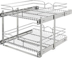 Rev-A-Shelf 2-Tier Kitchen Cabinet Pullout Shelf and Drawer Organizer Slide Out Pantry Storage Basket in Multiple Sizes, 24 x 22 In, 5WB2-2422-CR-1