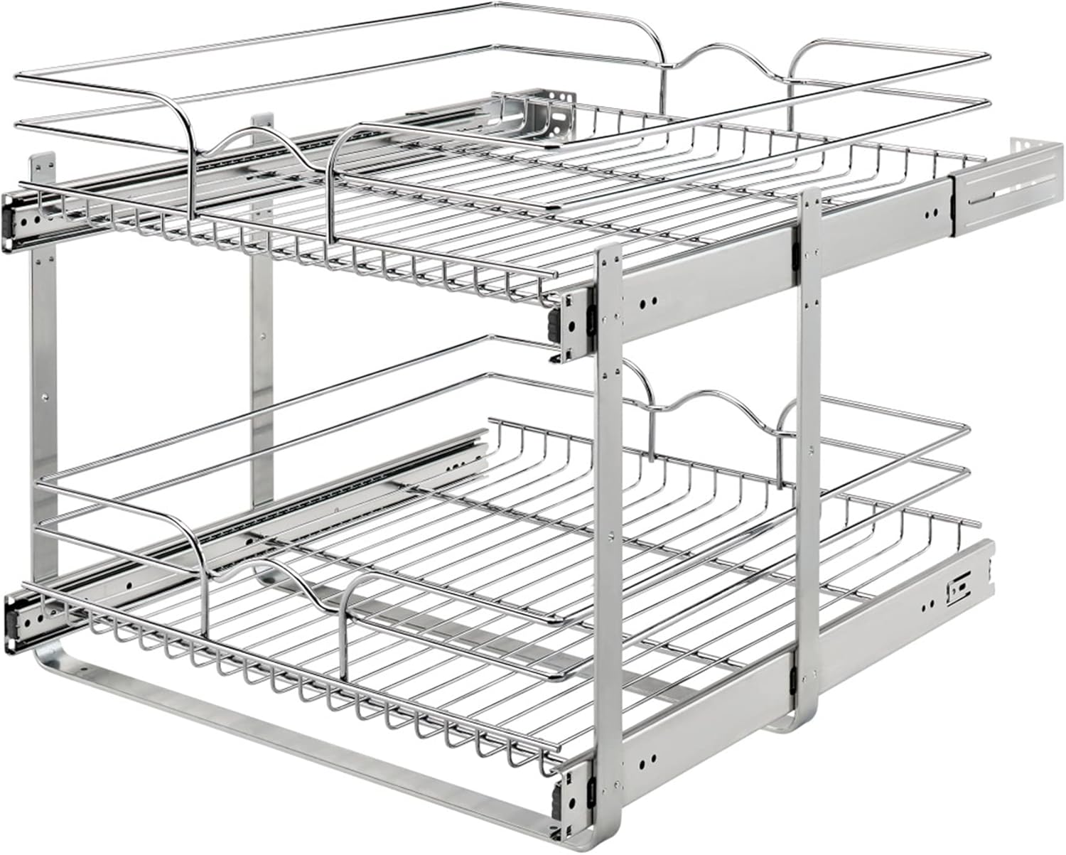 Rev-A-Shelf 2-Tier Kitchen Cabinet Pullout Shelf and Drawer Organizer Slide Out Pantry Storage Basket in Multiple Sizes, 24 x 22 In, 5WB2-2422-CR-1