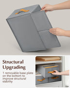 Clothes Organizers and Storage - 4/5/7 Grids Fabric Jeans Organizer with Handles, Foldable Closet Organizers Dividers, Wardrobe organizer for Pant, Sweater, T-shirt, Scarf, 3 Pack, Pale Grey