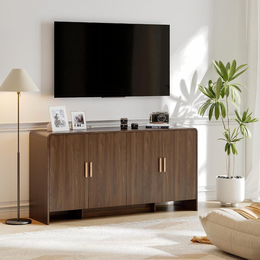 ONBRILL 60" Sideboard Buffet Cabinet with Storage, Curved Design Farmhou...