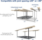 FLEXIMOUNTS 4x6 Overhead Garage Storage Adjustable Ceiling Rack 72" Length x 48" Width x 40" Height, 450lbs Weight Capacity, Black, Classic Series