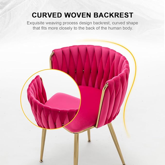 Velvet Dining Chairs Set of 4, Modern Upholstered Dining Chairs with Gold Met...